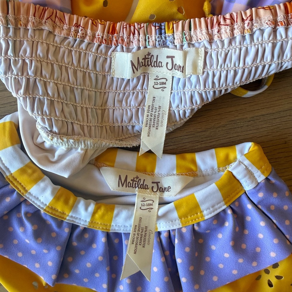 Matilda Jane Yellow, Peach & Lavender Floral Ruffle Two-Piece Toddler Swim Set - Picture 5 of 5